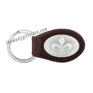 New Orleans Fleur De Lis Zep-Pro Leather Concho Key Fob Brown, Camo or Black