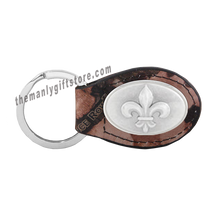 Load image into Gallery viewer, New Orleans Fleur De Lis Zep-Pro Leather Concho Key Fob Brown, Camo or Black