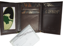 Load image into Gallery viewer, South Carolina Palmetto Tree Mossy Oak Camo Zep Pro Trifold Leather Wallet