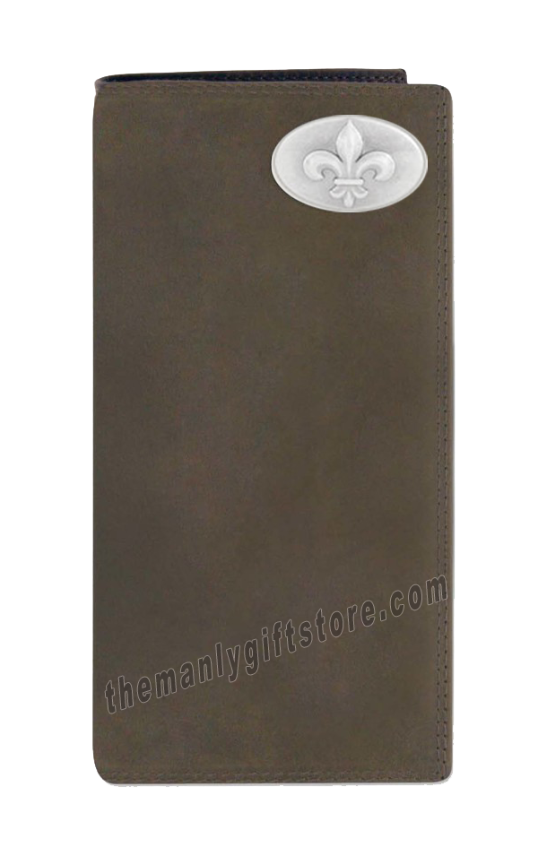 New Orleans FLEUR DE LIS Genuine Leather Roper Wallet