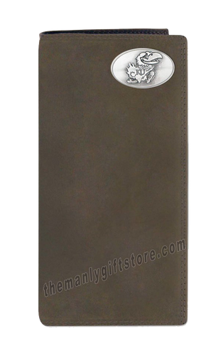 Kansas Jayhawks Genuine Crazy Horse Leather Roper Wallet