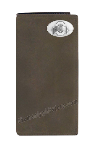 Ohio State Buckeyes Genuine Crazy Horse Leather Roper Wallet