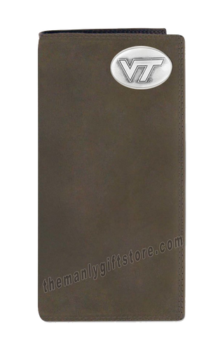 Virginia Tech Hokies Genuine Crazy Horse Leather Roper Wallet