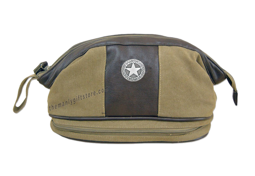 Texas Star Zep Pro Khaki Canvas Concho Toiletry Bag