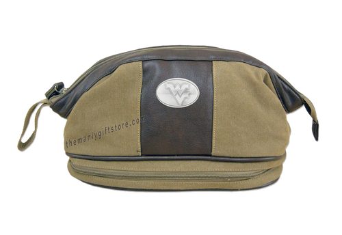West Virginia Zep Pro Khaki Canvas Concho Toiletry Bag
