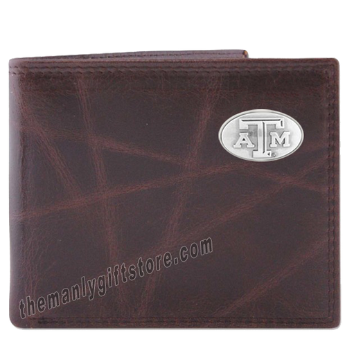 Texas A&M Aggies Wrinkle Zep Pro Leather Bifold Wallet