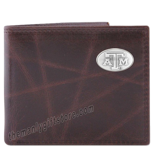 Texas A&M Aggies Wrinkle Zep Pro Leather Bifold Wallet