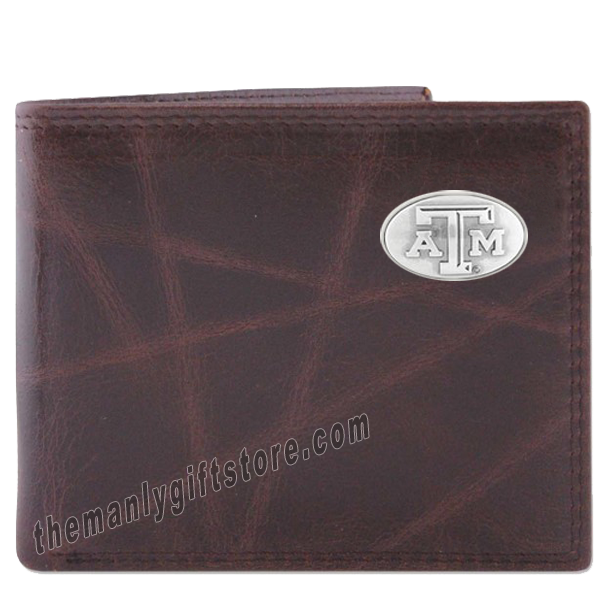 Texas A&M Aggies Wrinkle Zep Pro Leather Bifold Wallet
