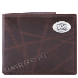 Auburn Tigers Wrinkle Zep Pro Leather Bifold Wallet