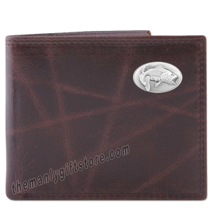 Largemouth Bass Wrinkle Zep Pro Leather Bifold Wallet