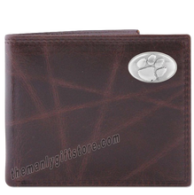 Load image into Gallery viewer, Clemson Tigers Wrinkle Zep Pro Leather Bifold Wallet