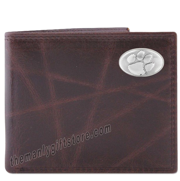 Clemson Tigers Wrinkle Zep Pro Leather Bifold Wallet