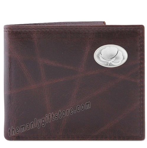 Cotton Logo Wrinkle Zep Pro Leather Bifold Wallet