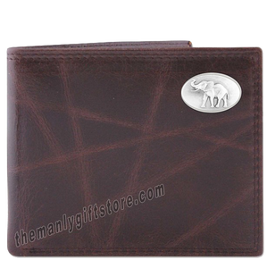 Elephant Mascot Alabama Wrinkle Zep Pro Leather Bifold Wallet