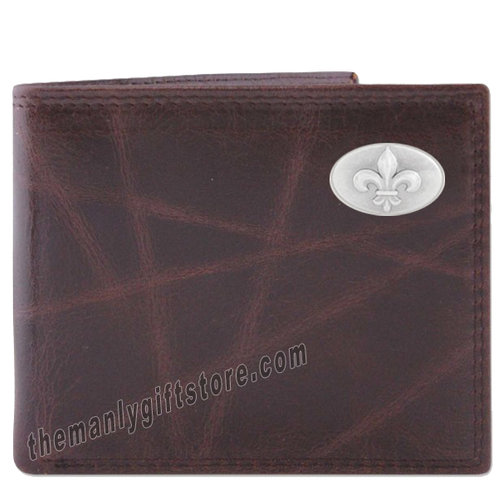 New Orleans Fleur De Lis Wrinkle Zep Pro Leather Bifold Wallet