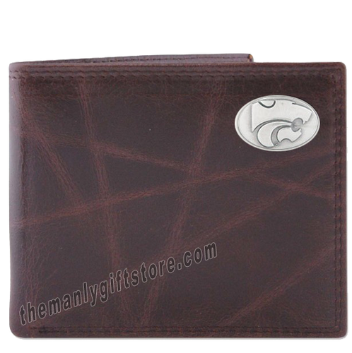 Kansas State Wrinkle Zep Pro Leather Bifold Wallet