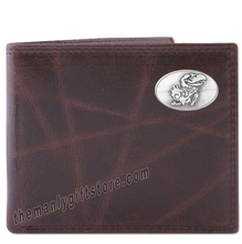 Load image into Gallery viewer, Kansas Jayhawks Wrinkle Zep Pro Leather Bifold Wallet