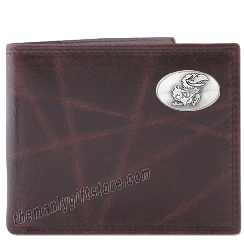 Kansas Jayhawks Wrinkle Zep Pro Leather Bifold Wallet