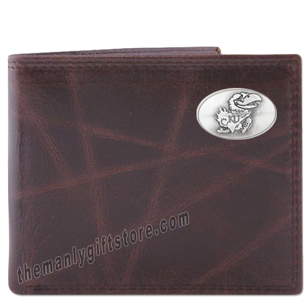 Kansas Jayhawks Wrinkle Zep Pro Leather Bifold Wallet