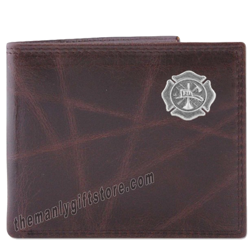 Maltese Cross Fireman Wrinkle Zep Pro Leather Bifold Wallet