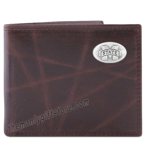 Mississippi State Bulldogs Wrinkle Zep Pro Leather Bifold Wallet