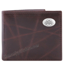 Load image into Gallery viewer, Ohio State Buckeyes Wrinkle Zep Pro Leather Bifold Wallet