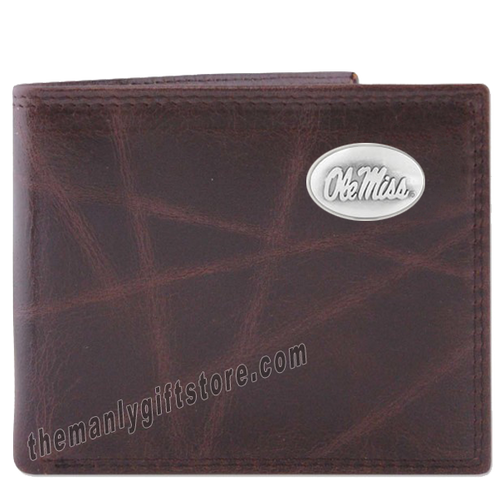Ole Miss Rebels Wrinkle Zep Pro Leather Bifold Wallet