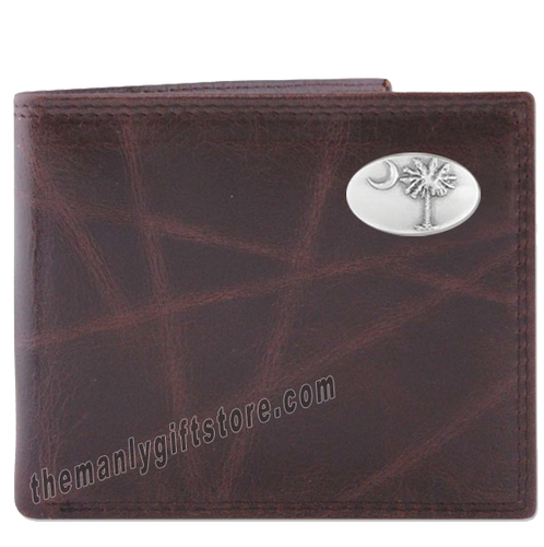 South Carolina Palmetto Tree Wrinkle Zep Pro Leather Bifold Wallet
