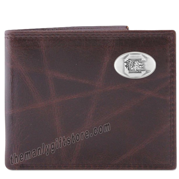 South Carolina Gamecocks Wrinkle Zep Pro Leather Bifold Wallet