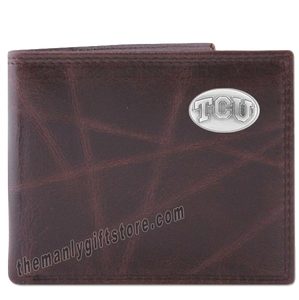 Texas Christian University TCU Wrinkle Zep Pro Leather Bifold Wallet