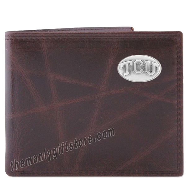 Texas Christian University TCU Wrinkle Zep Pro Leather Bifold Wallet