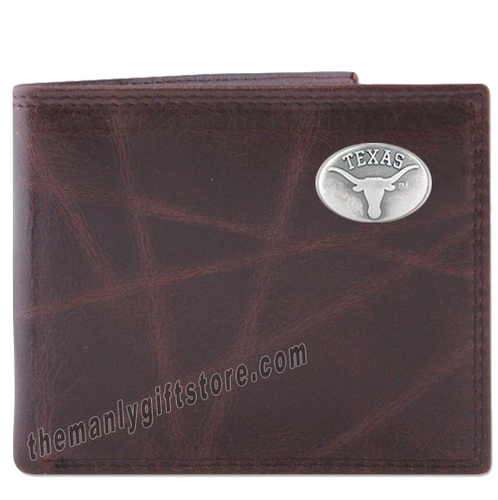Texas Longhorns Wrinkle Zep Pro Leather Bifold Wallet