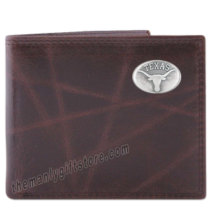 Texas Longhorns Wrinkle Zep Pro Leather Bifold Wallet