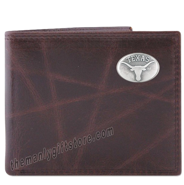 Texas Longhorns Wrinkle Zep Pro Leather Bifold Wallet