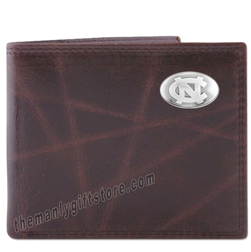 UNC North Carolina Tar Heels Wrinkle Zep Pro Leather Bifold Wallet