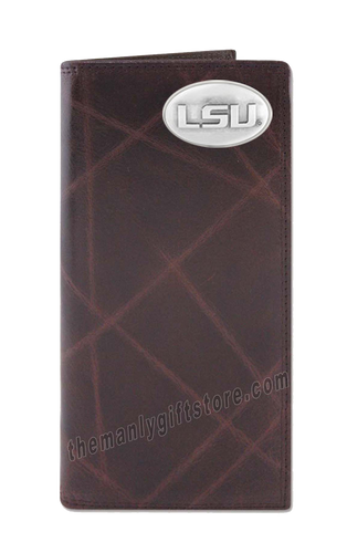 Louisiana State University LSU Wrinkle Zep Pro Leather Roper Wallet