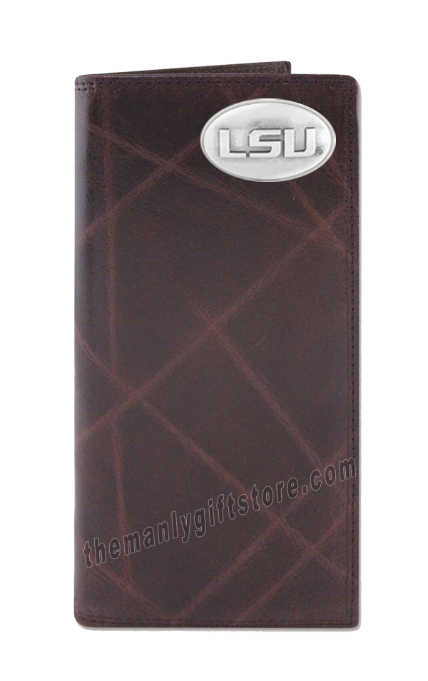 Louisiana State University LSU Wrinkle Zep Pro Leather Roper Wallet